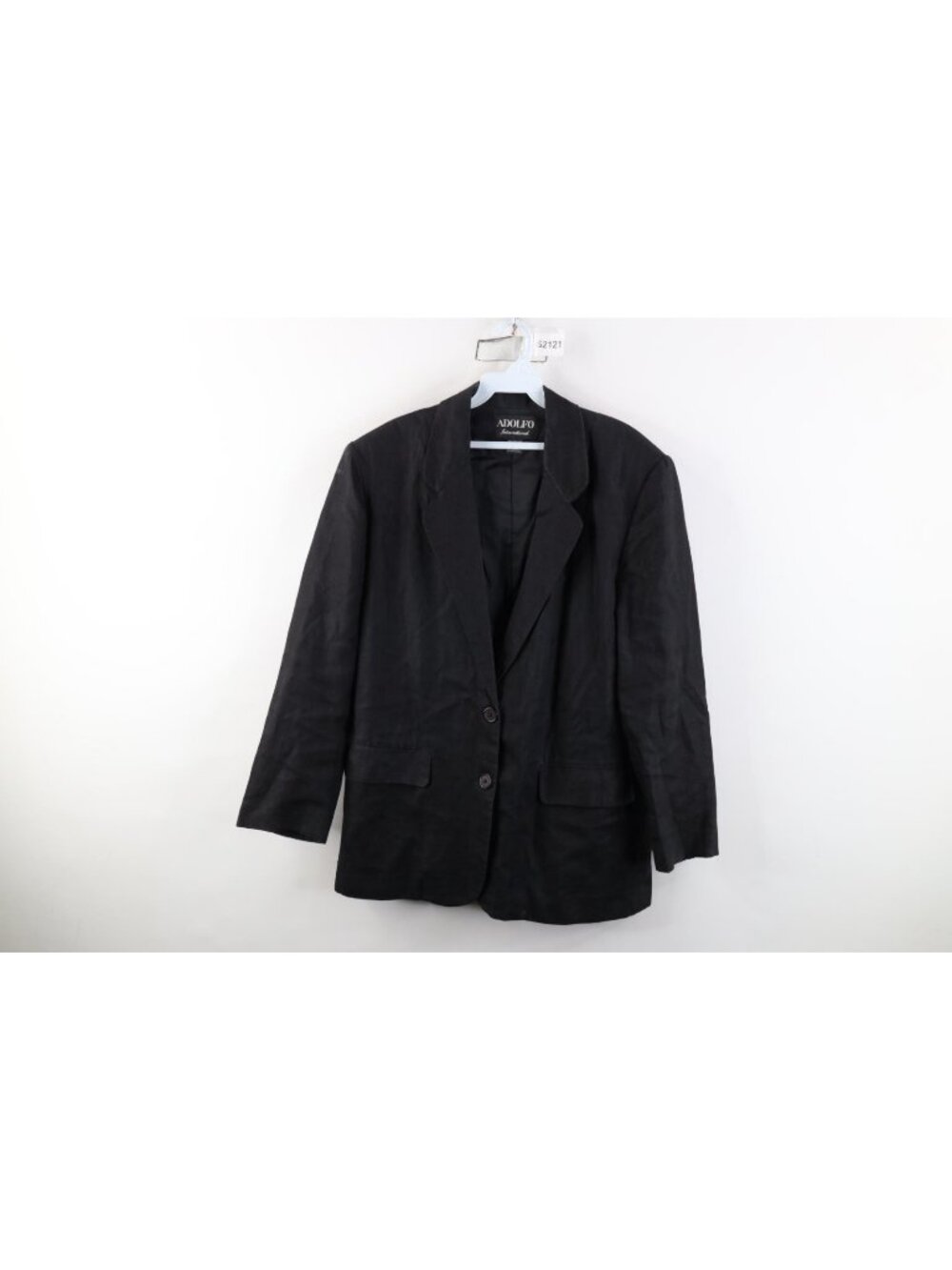 Vintage 90s Streetwear Womens 8 Faded Linen Knit Suit Coat Blazer Jacket Black